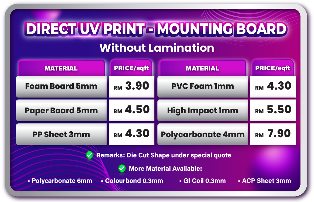 Direct UV Print Mounting Board
